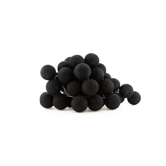 String Lights 20 LED Black 5cm Cotton Ball Battery Powered