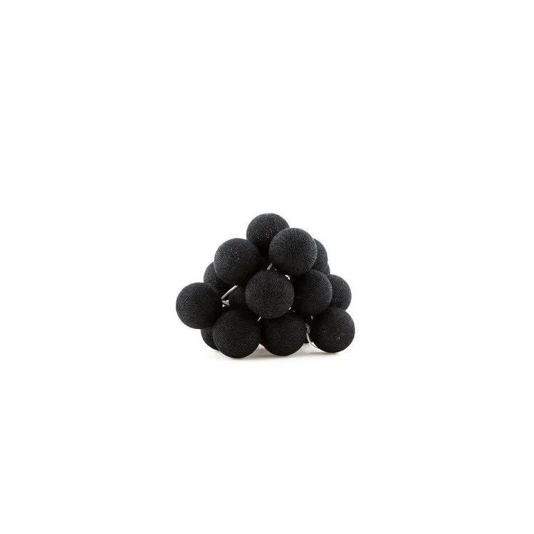 String Lights 20 LED Black 5cm Cotton Ball Battery Powered