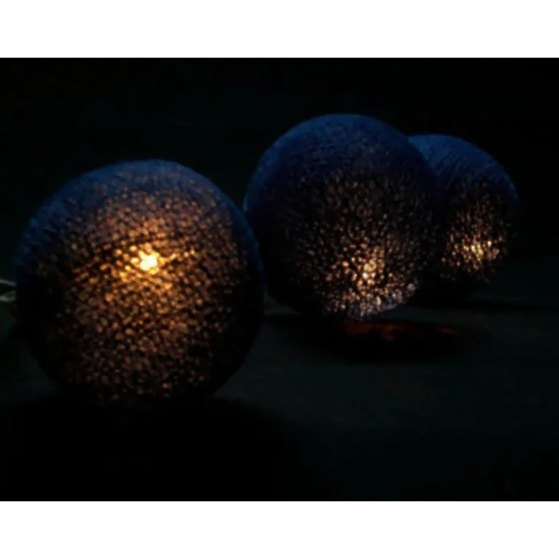 String Lights 20 LED Black 5cm Cotton Ball Battery Powered