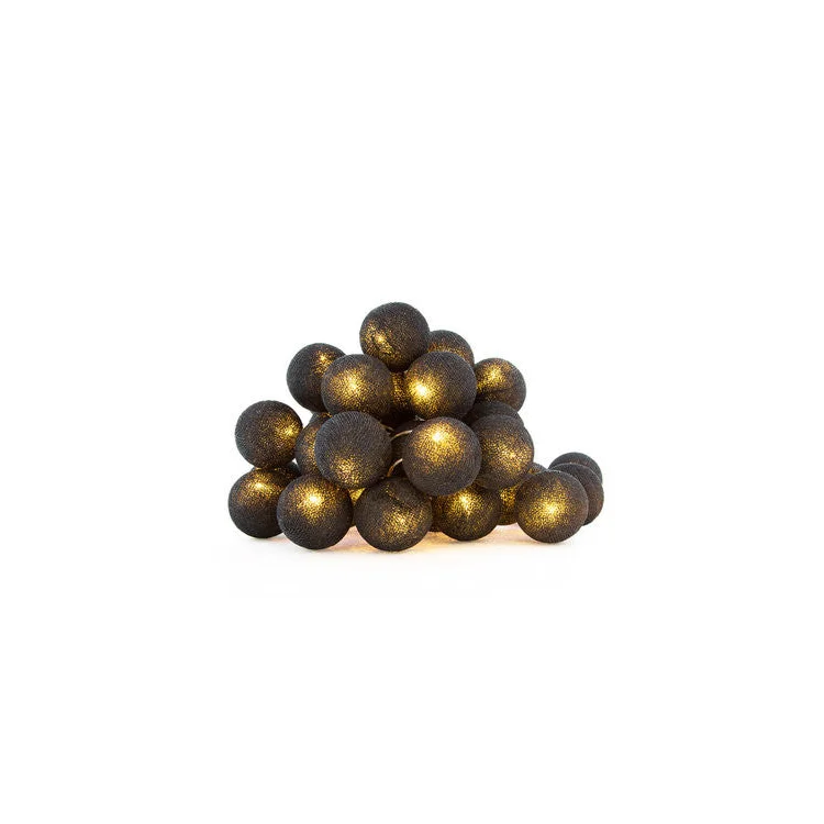 String Lights 20 LED Black 5cm Cotton Ball Battery Powered