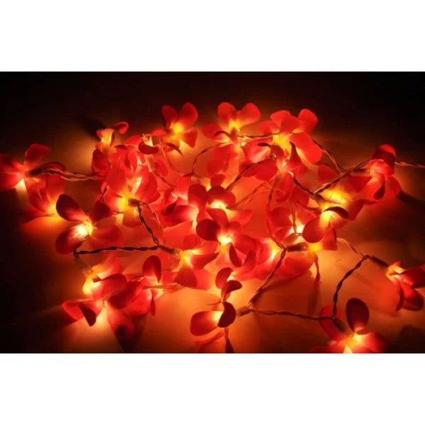 String Lights 20 LED Deep Red Frangipani Flower Battery