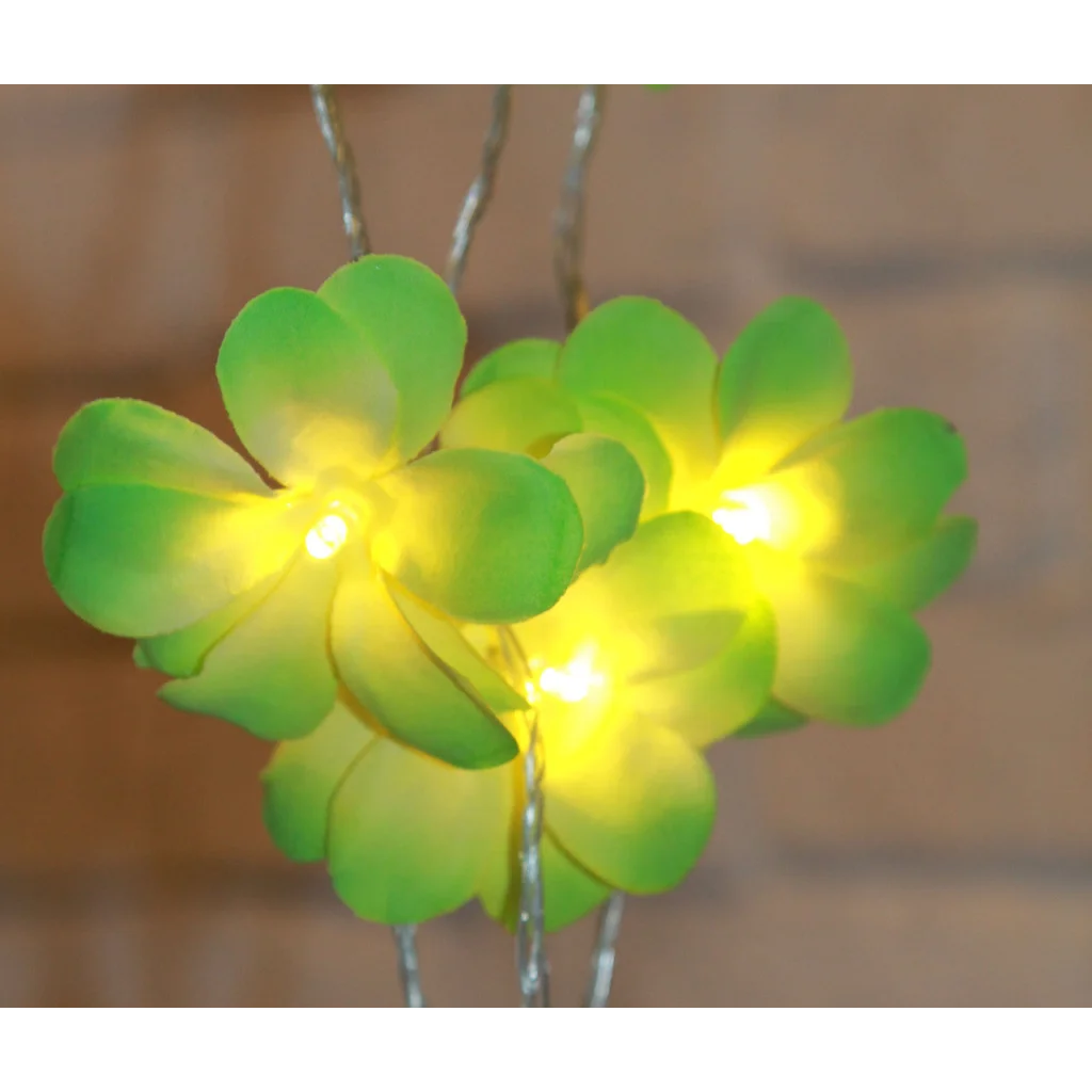 String Lights 20 LED Green Frangipani Flower Battery