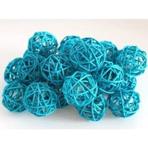 String Lights 20 LED Turquoise 5cm Rattan Cane Ball Battery
