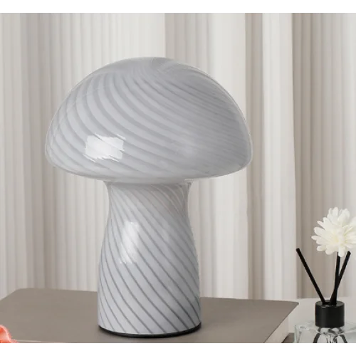 Stripe-Pure Grey-white Retro Swirl Glass Mushroom Table