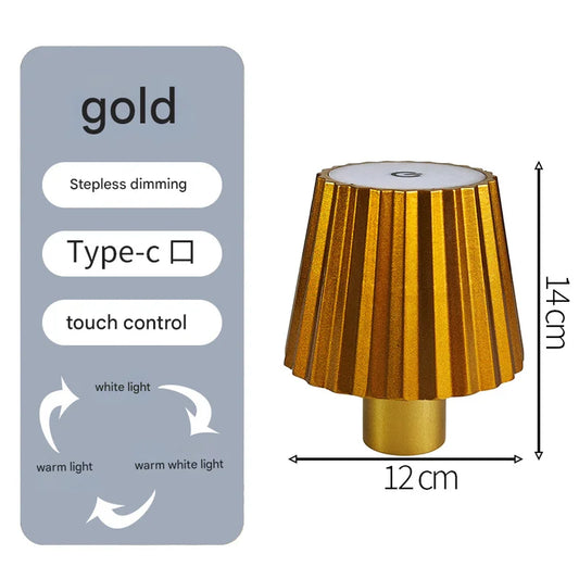 Striped gold Cordless LED Bottle Lamp - Rechargeable