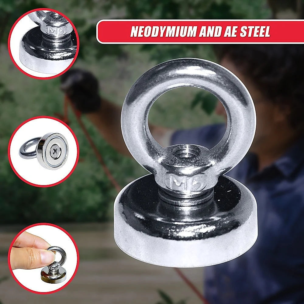 Strong Salvage Magnet 12Kg N52 Neodymium Eyebolt Circular