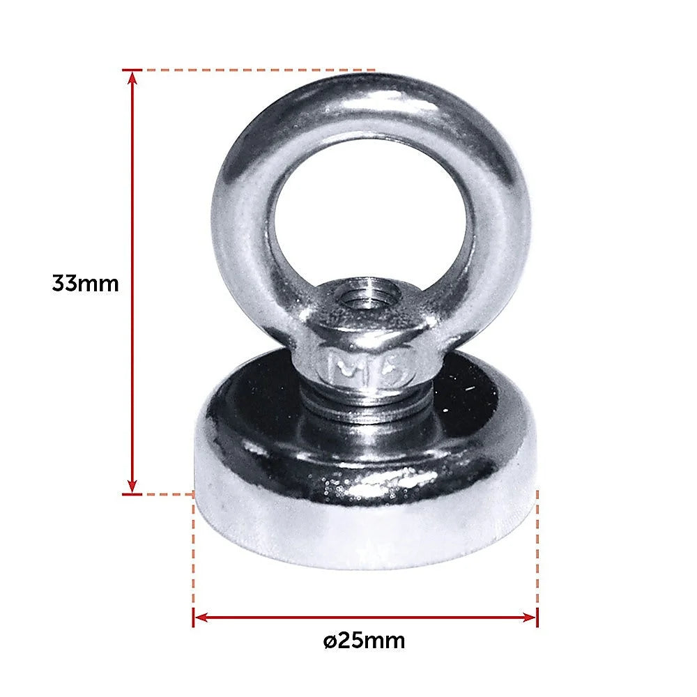 Strong Salvage Magnet 12Kg N52 Neodymium Eyebolt Circular