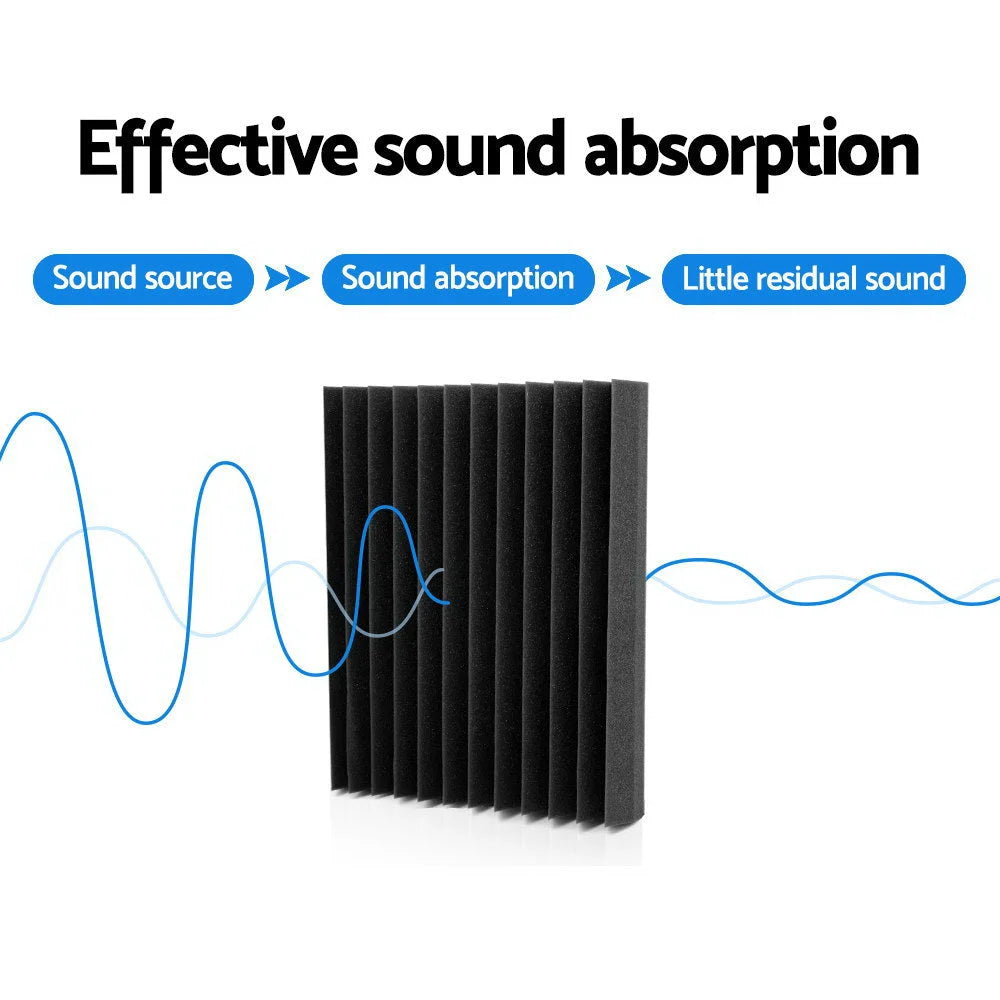 Black 30x30cm acoustic foam panel set with corner bass trap panels in black foam