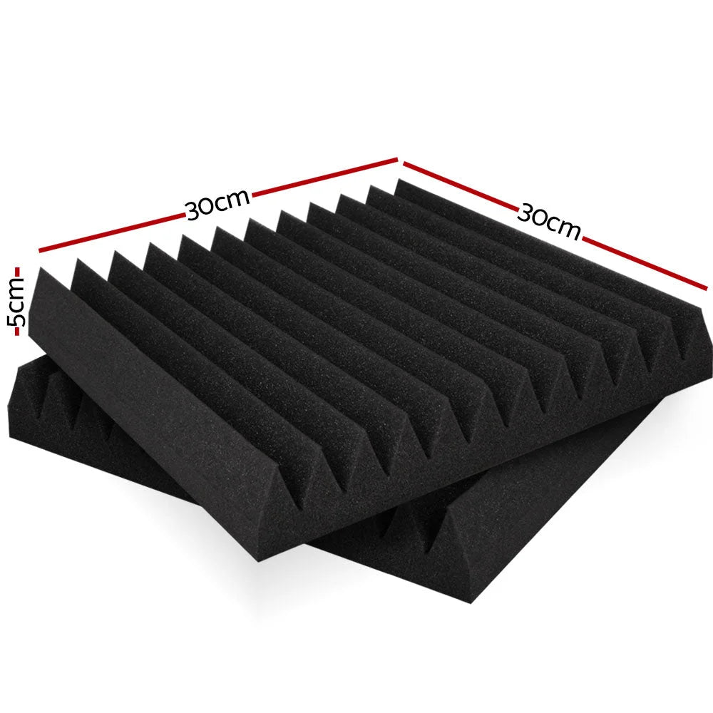 Black 30x30cm acoustic foam panel set with wedge foam panels for room corners