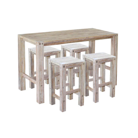 Sturdy bar table and bar stools (WHITE) - Furniture >