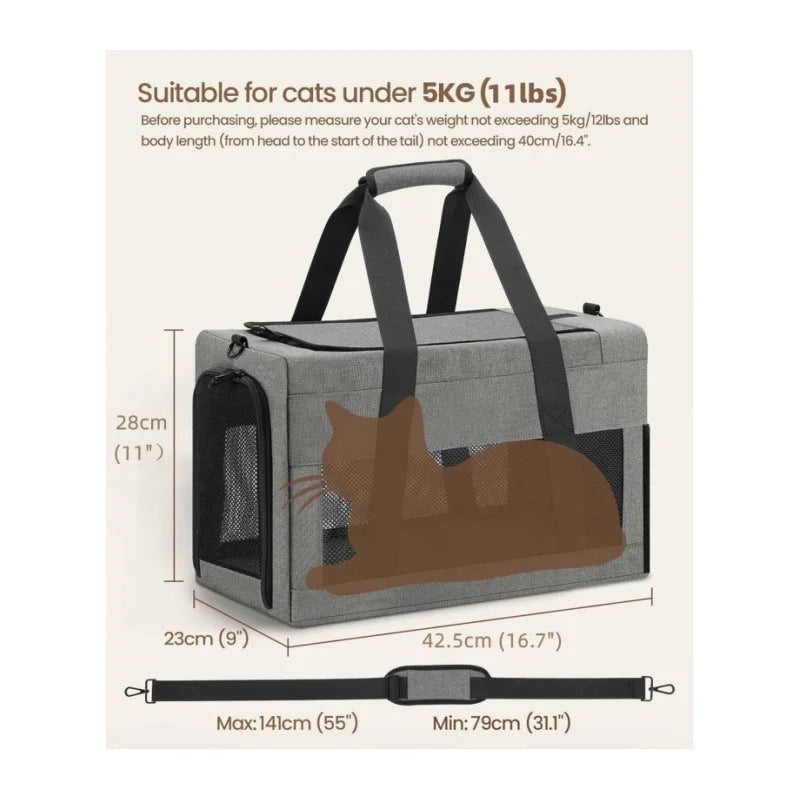 Sturdy & Breathable Pet Carrier for Small Cats & Dogs