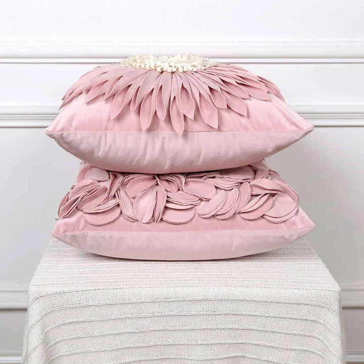 Style 2 Pink 3D Floral Cushion Covers - Modern Luxury
