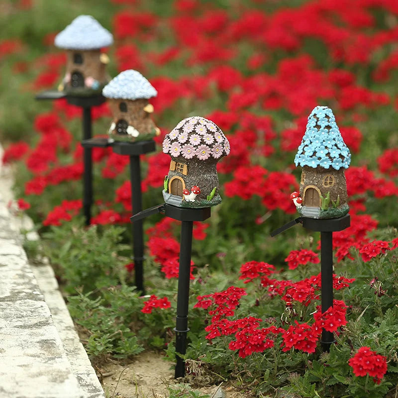 Style 6 Brown And Blue Solar Resin Garden Stake Light