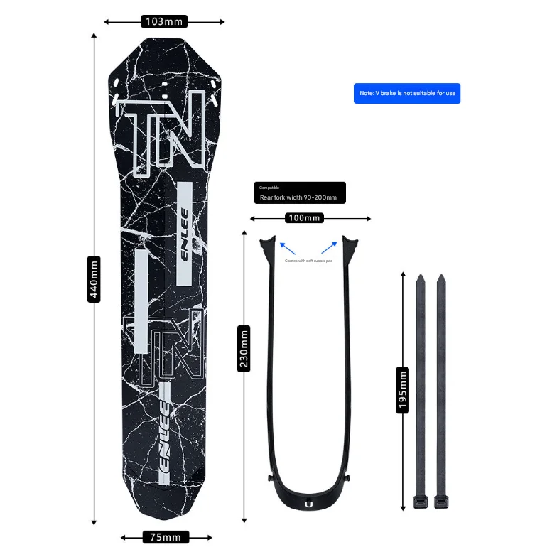 Style B Black and Green Lightweight Bicycle Rear Mudguard