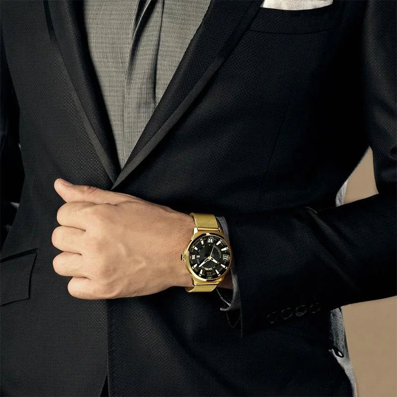 Stylish 30m Waterproof Metal Quartz Men Watch - Blue