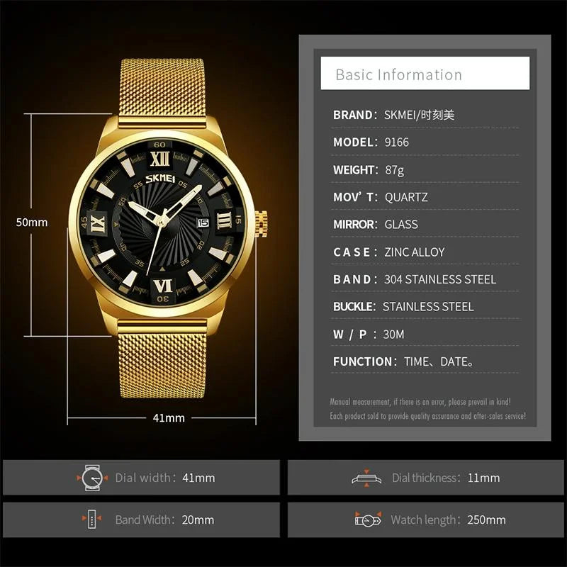 Stylish 30m Waterproof Metal Quartz Men Watch - Blue