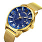 Stylish 30m Waterproof Metal Quartz Men Watch - Gold