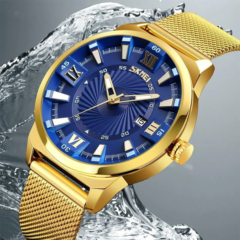 Stylish 30m Waterproof Metal Quartz Men Watch - White