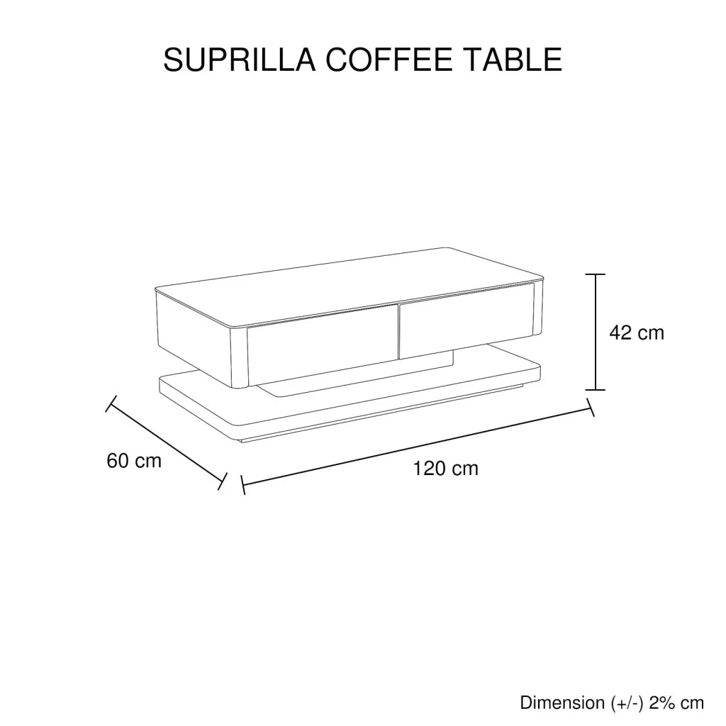 Stylish Coffee Table High Gloss Finish with 4 Drawers