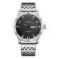 Stylish Day-date Men Quartz Watch with Steel Strap - Black