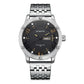 Stylish Day-date Men Quartz Watch with Steel Strap - Black