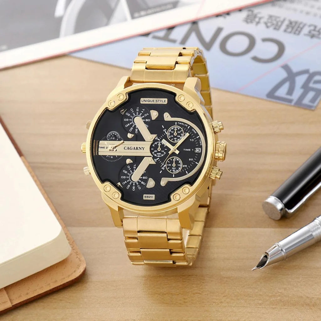 Stylish Dual Movement Men Watch with Large Dial