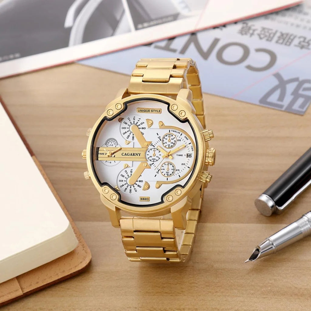Stylish Dual Movement Men Watch with Large Dial