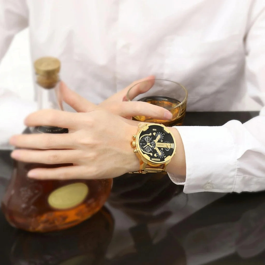 Stylish Dual Movement Men Watch with Large Dial