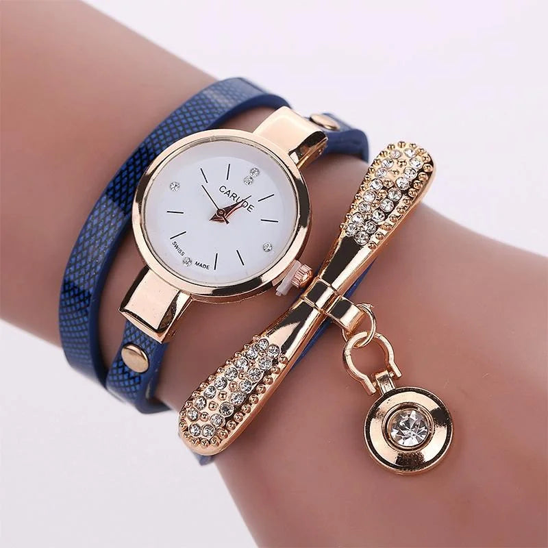 Stylish Leather Band Watch for Women - Casual Design - Dark