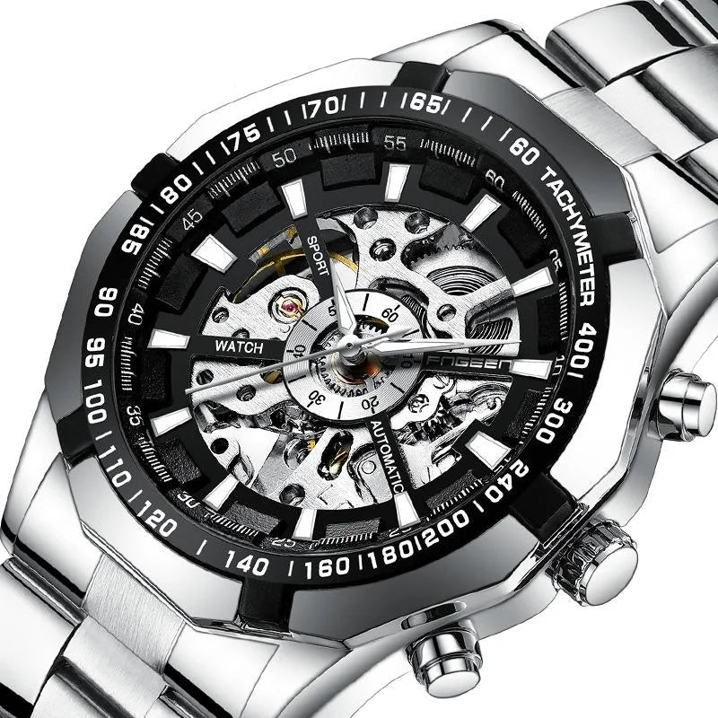 Stylish Men Automatic Mechanical Watch with Steel Band