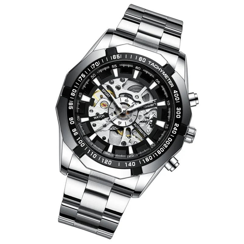 Stylish Men Automatic Mechanical Watch with Steel Band