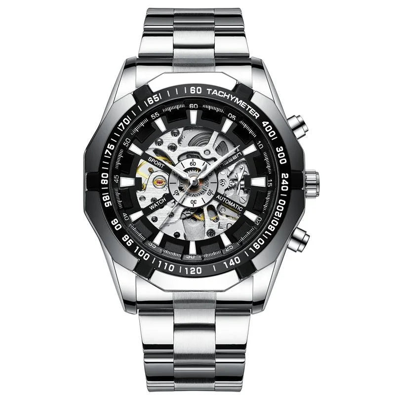 Stylish Men Automatic Mechanical Watch with Steel Band