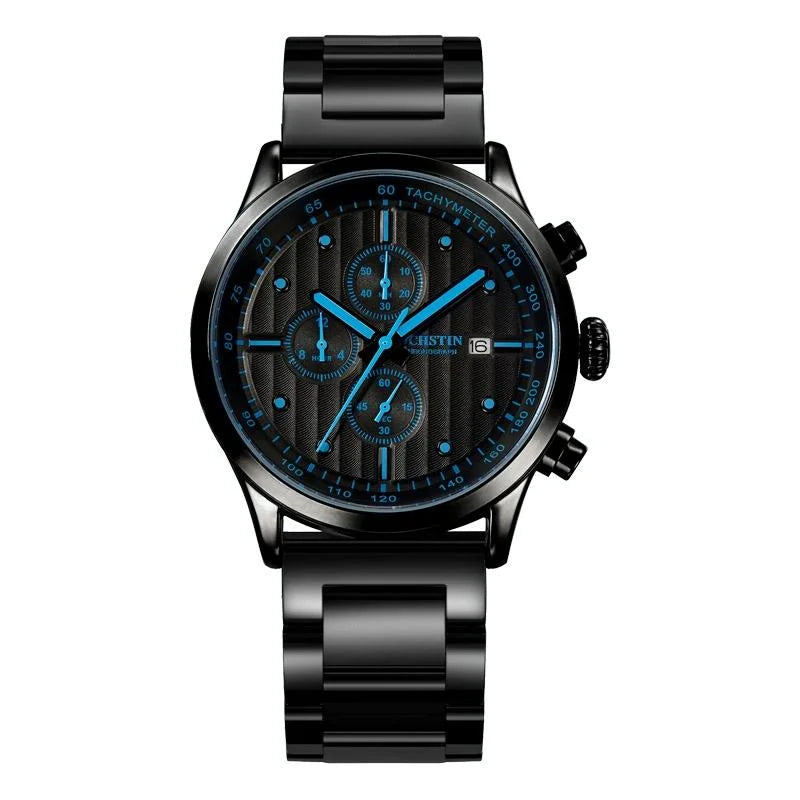 Stylish Multifunctional Men Quartz Watch with Steel Strap