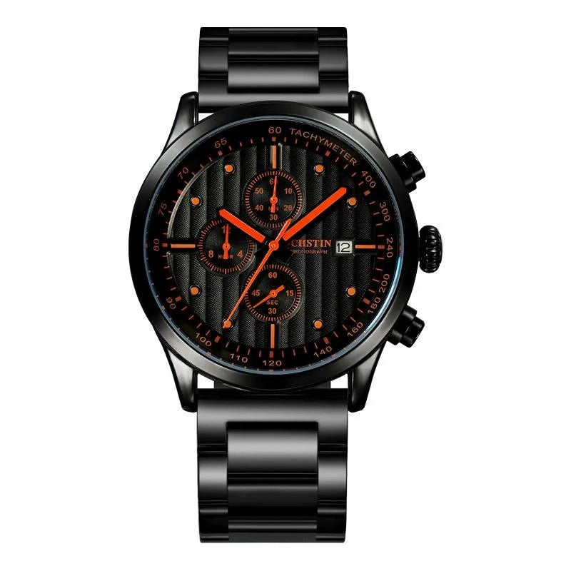 Stylish Multifunctional Men Quartz Watch with Steel Strap