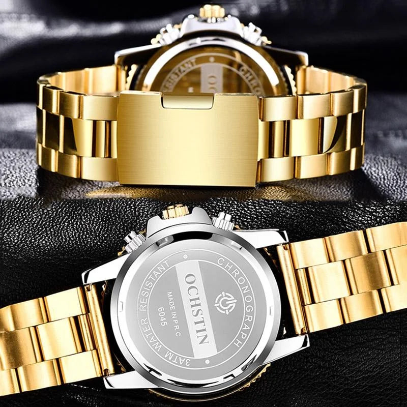 Stylish Multifunctional Men Quartz Watch with Steel Strap