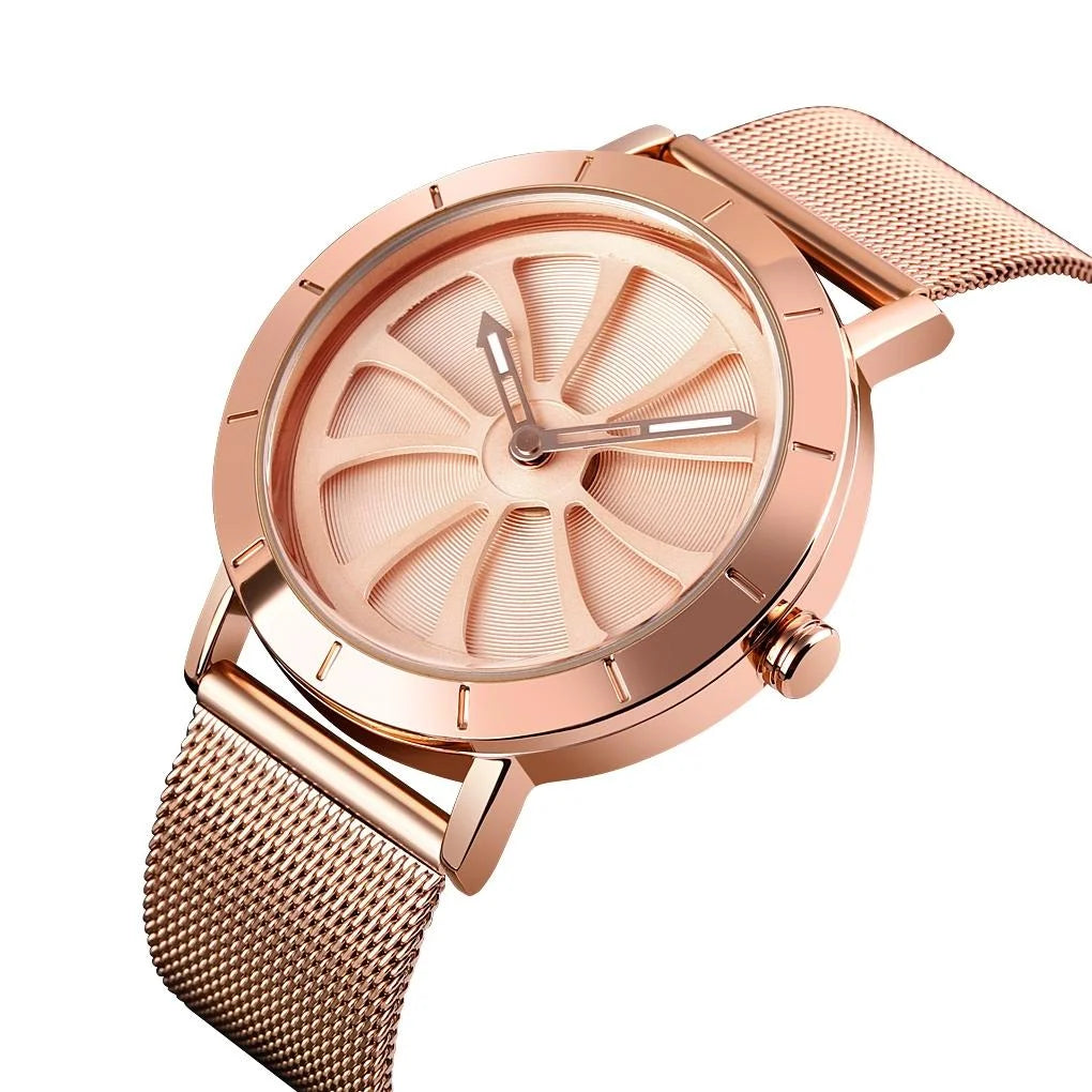 Stylish Skeleton Dial Waterproof Men Watch with Mesh Strap