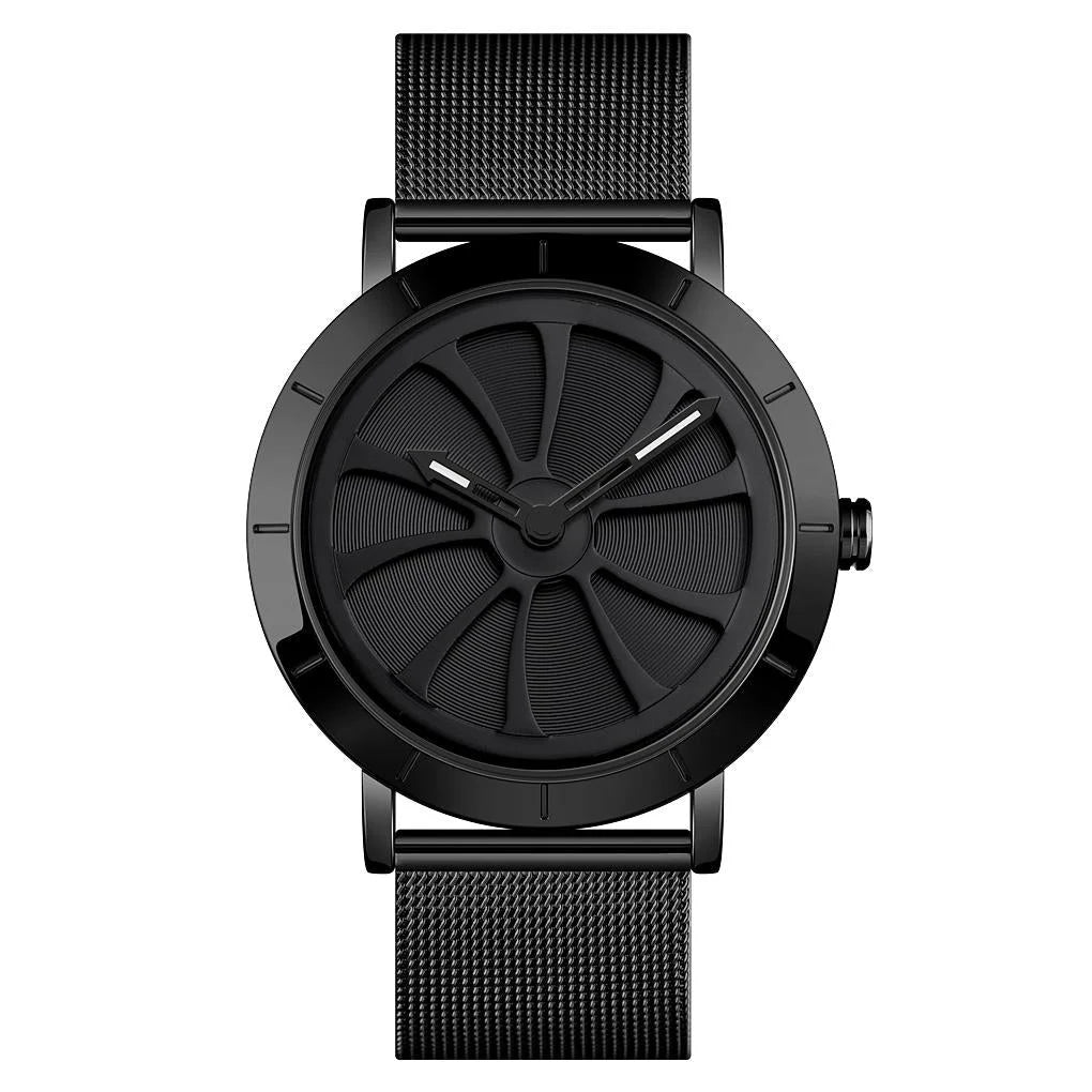 Stylish Skeleton Dial Waterproof Men Watch with Mesh Strap