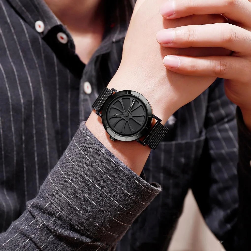 Stylish Skeleton Dial Waterproof Men Watch with Mesh Strap