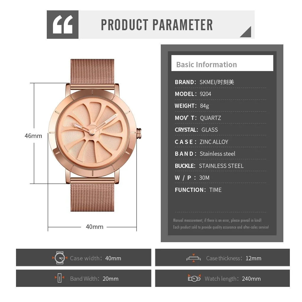 Stylish Skeleton Dial Waterproof Men Watch with Mesh Strap