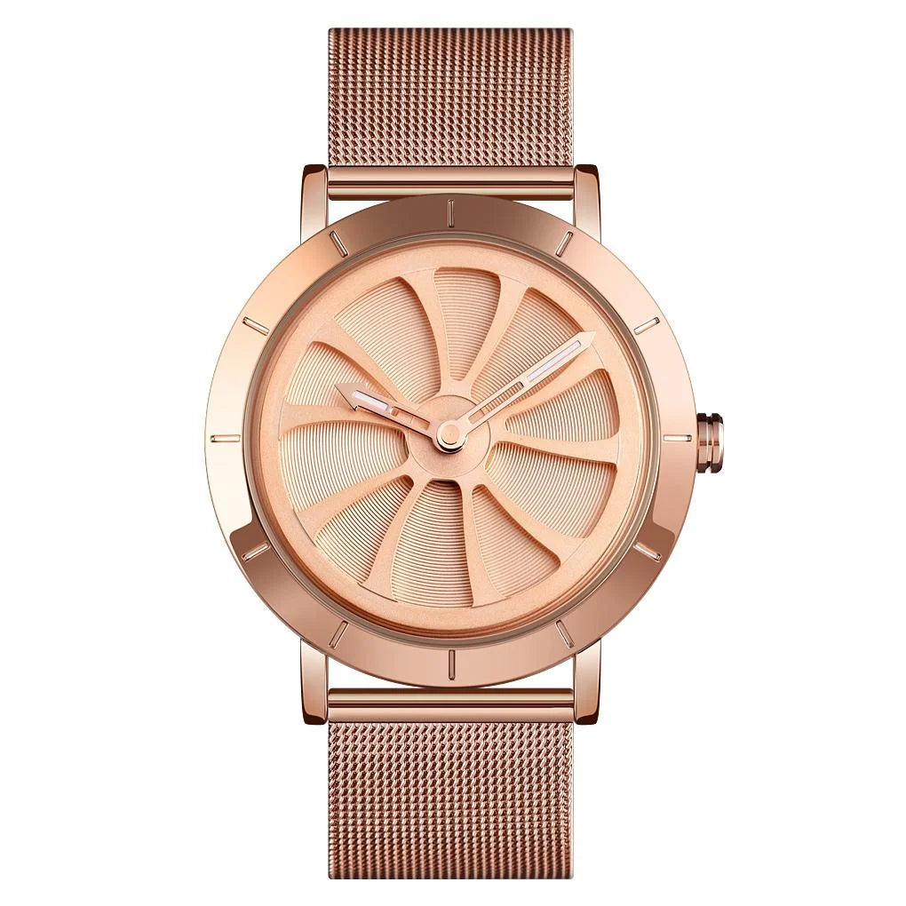 Stylish Skeleton Dial Waterproof Men Watch with Mesh Strap