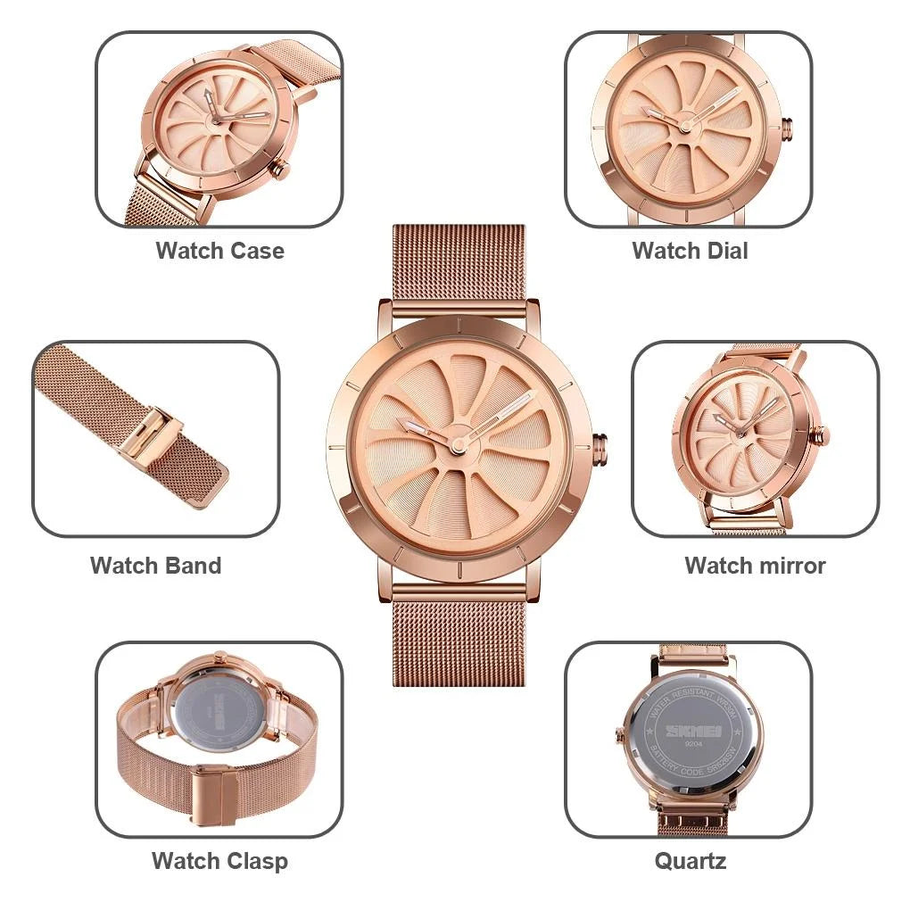 Stylish Skeleton Dial Waterproof Men Watch with Mesh Strap