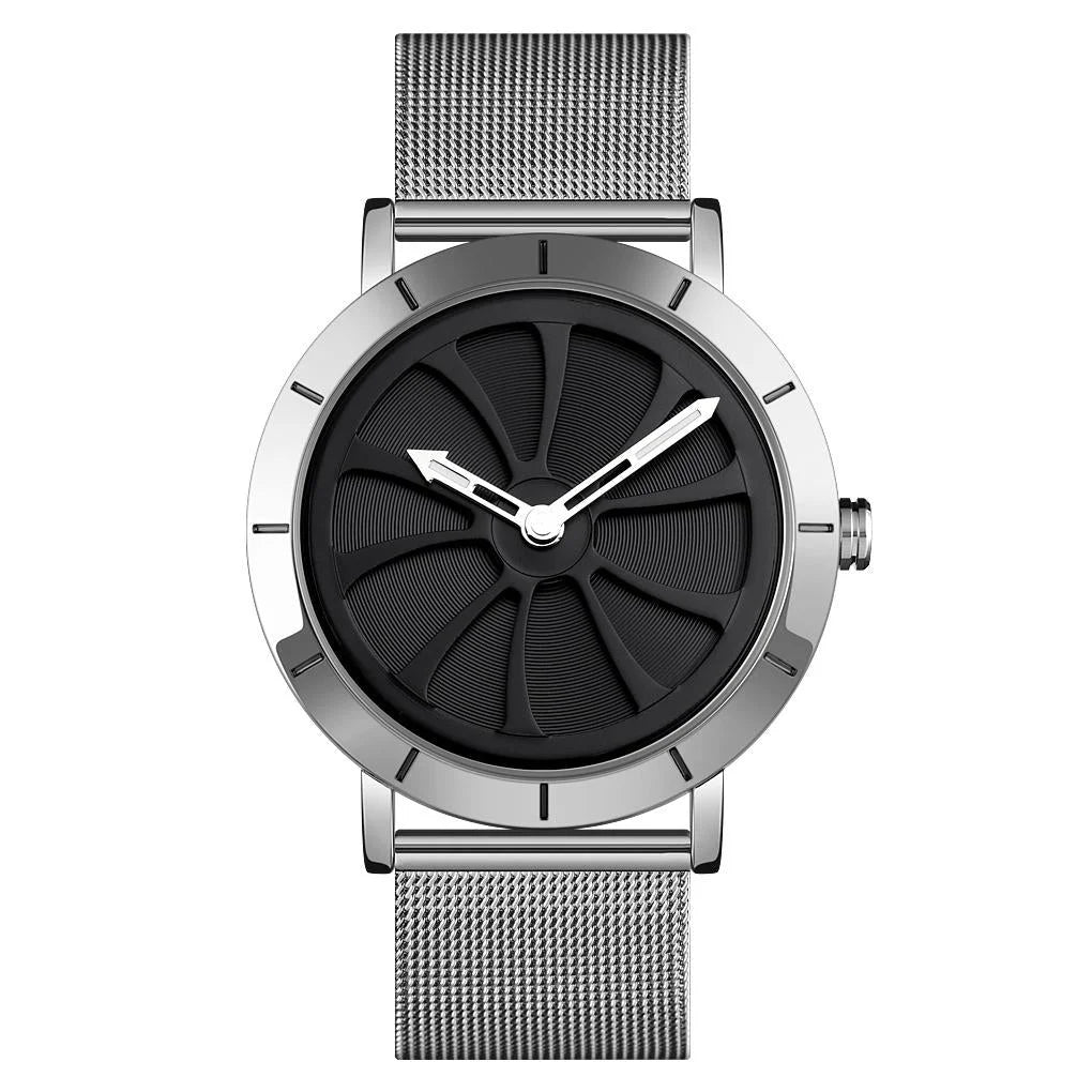 Stylish Skeleton Dial Waterproof Men Watch with Mesh Strap