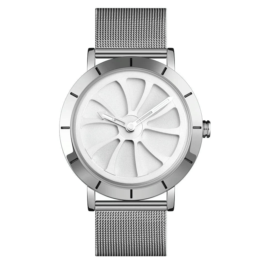 Stylish Skeleton Dial Waterproof Men Watch with Mesh Strap