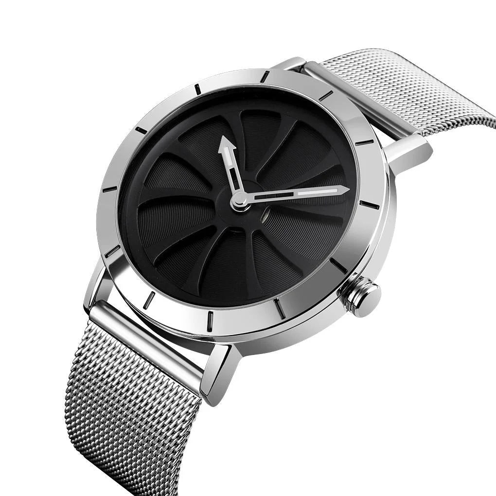Stylish Skeleton Dial Waterproof Men Watch with Mesh Strap