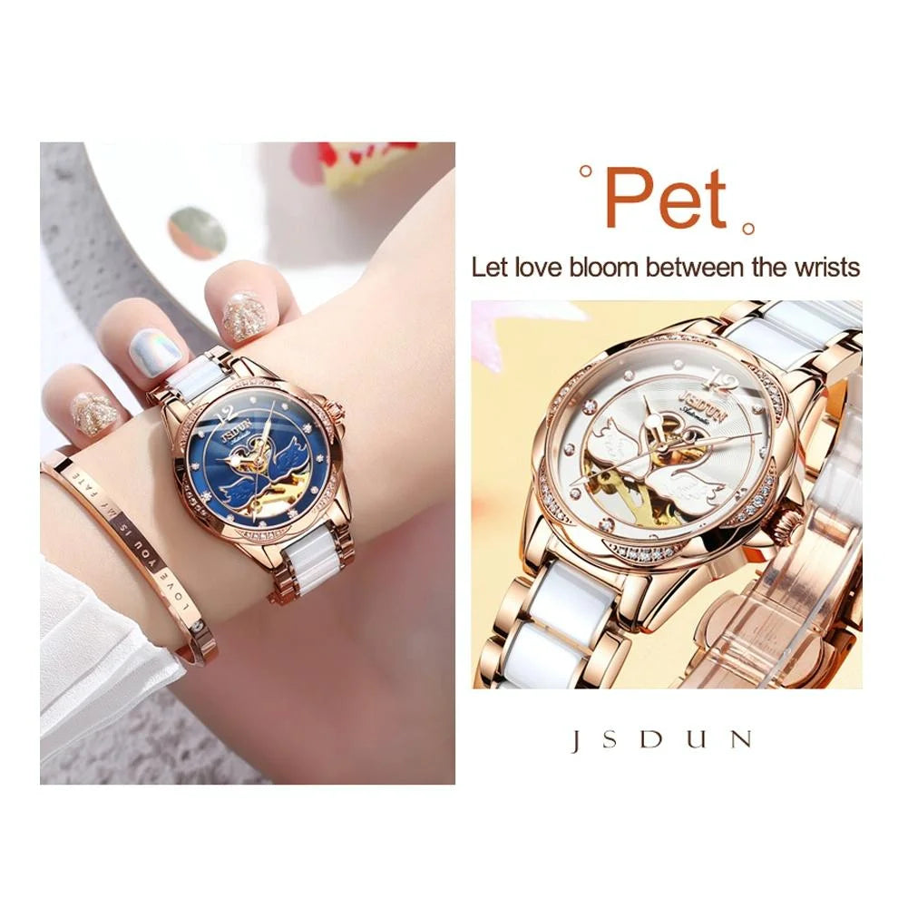 Stylish Waterproof Ceramic Mechanical Watch for Women
