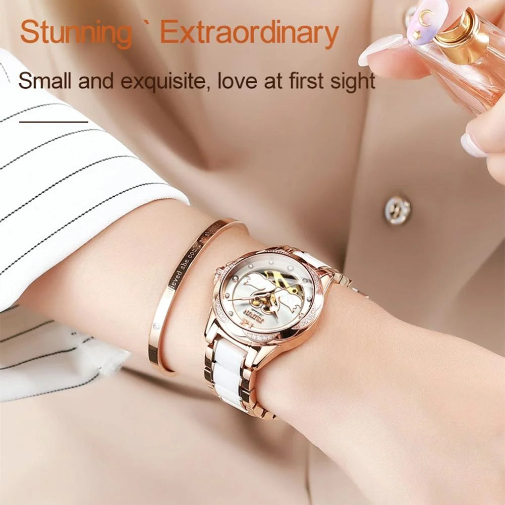 Stylish Waterproof Ceramic Mechanical Watch for Women