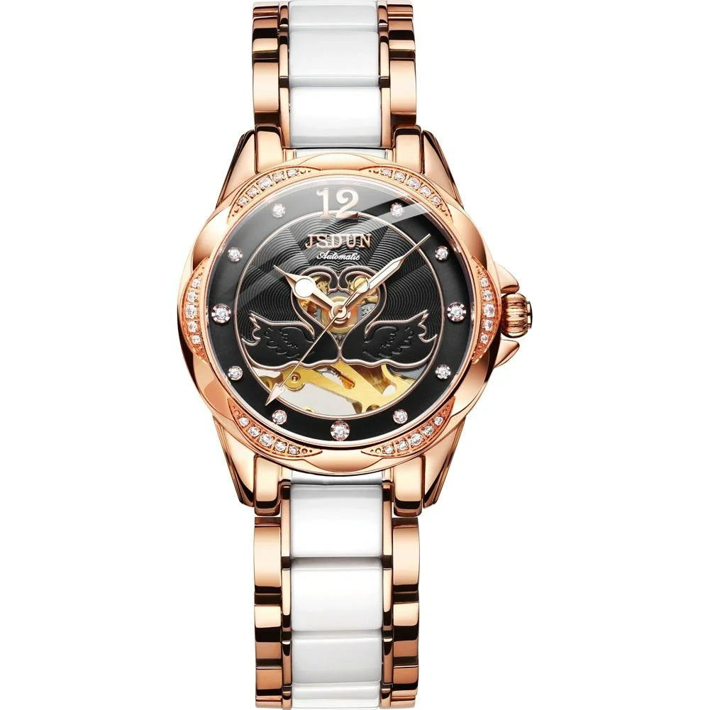 Stylish Waterproof Ceramic Mechanical Watch for Women