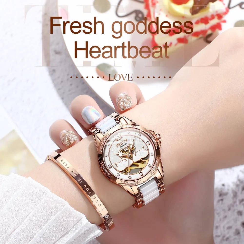 Stylish Waterproof Ceramic Mechanical Watch for Women