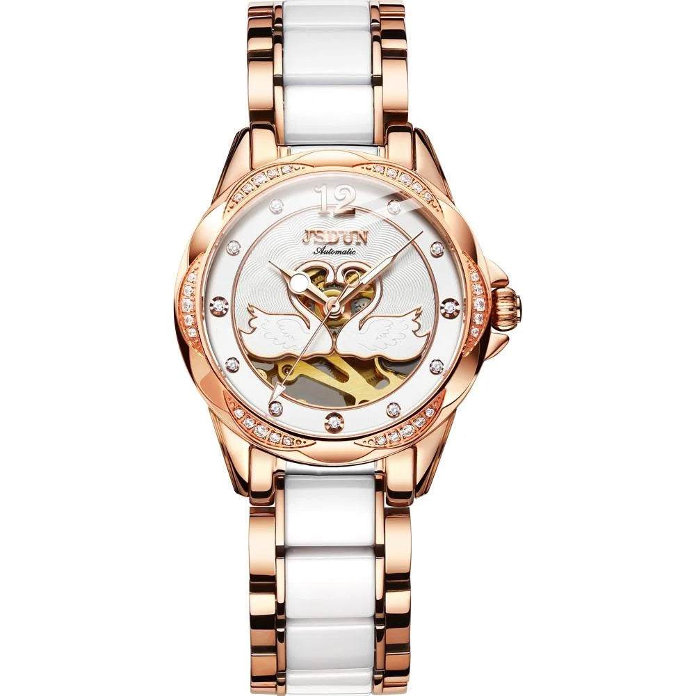 Stylish Waterproof Ceramic Mechanical Watch for Women