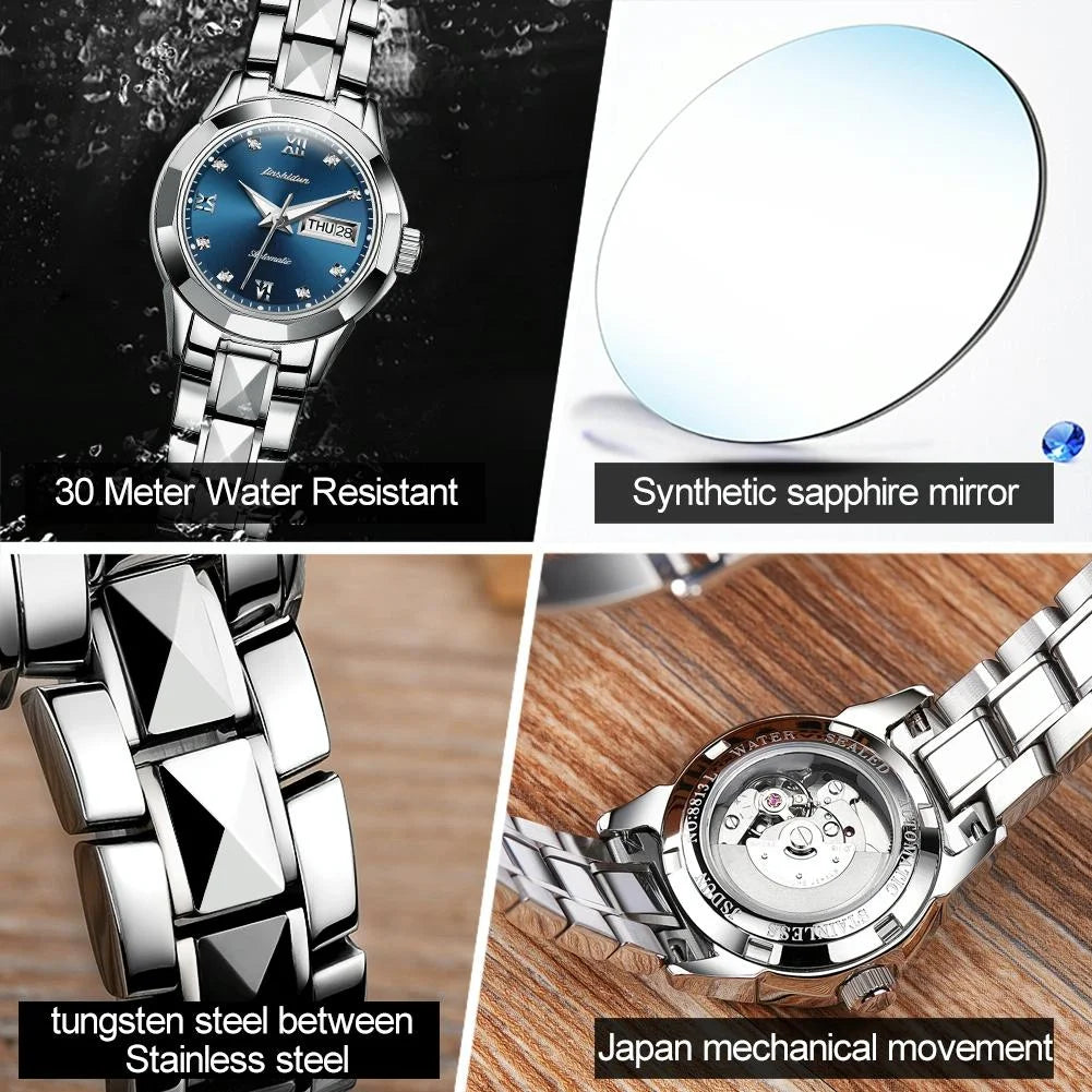 Stylish Waterproof Luminous Women Automatic Watch - 8813